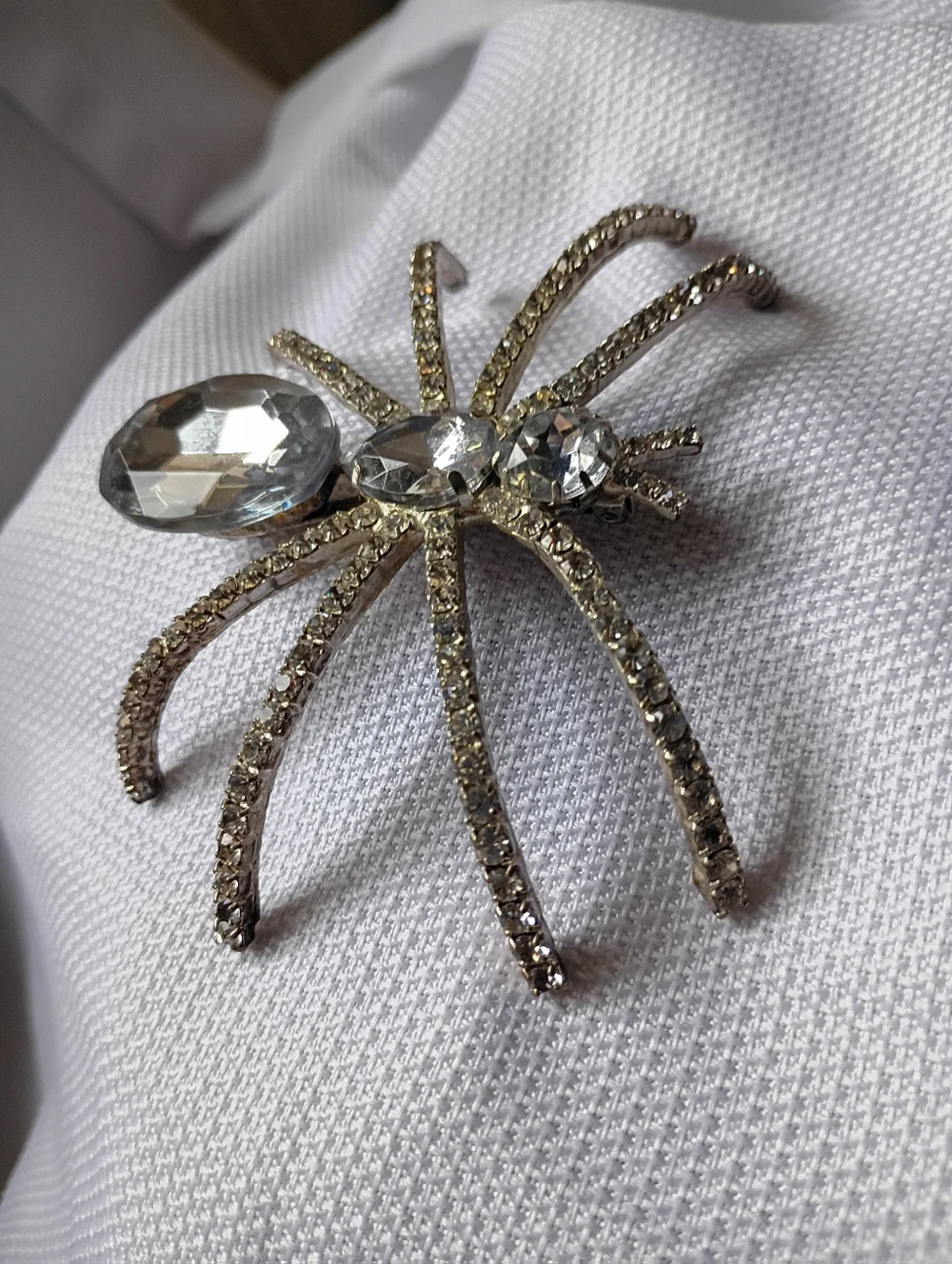 Halloween Huge 4 Inches Spider Brooch Rhinestone Vintage Women's Jewelry Bug Pin